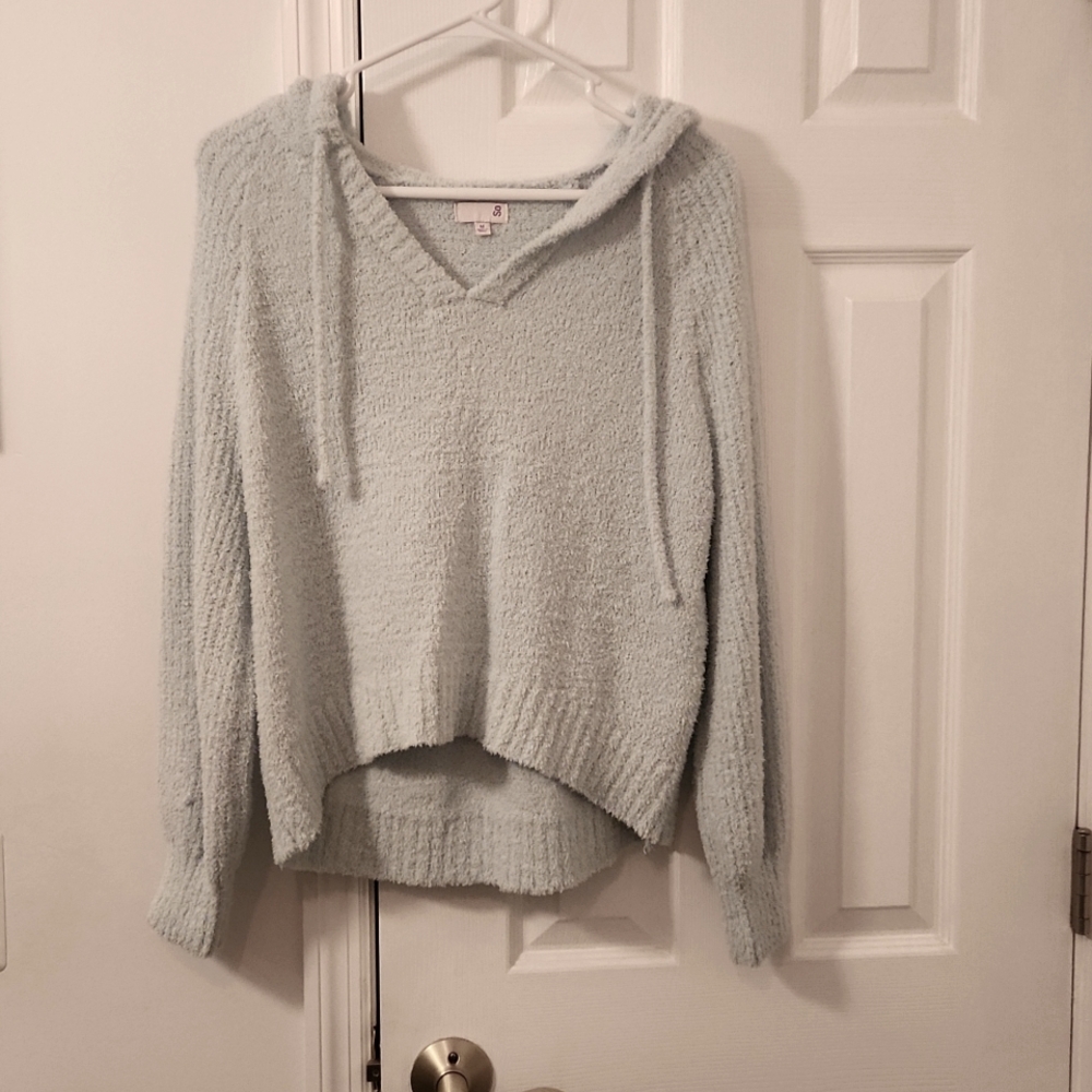 Super soft light blue hooded top